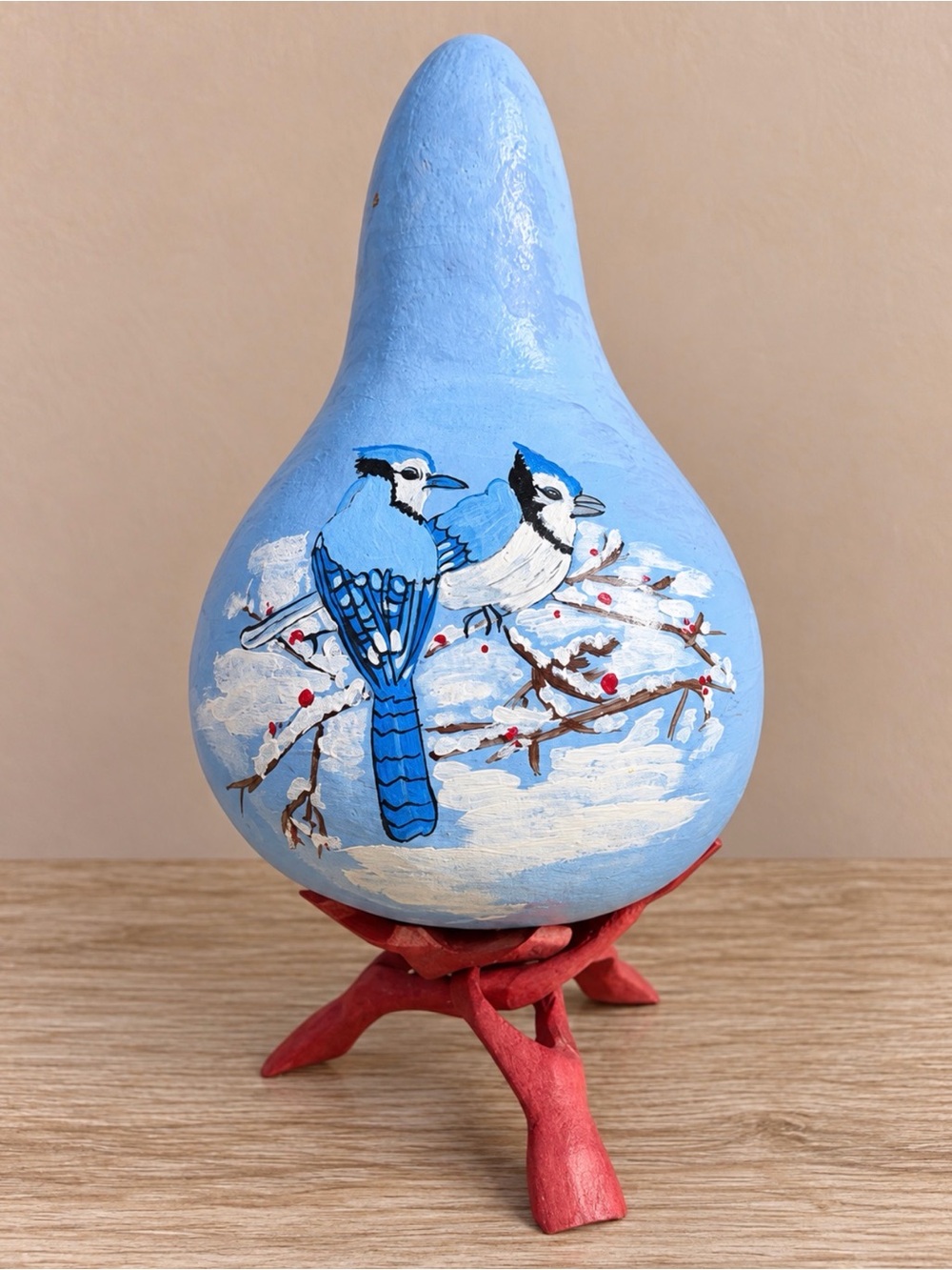 BlueJay Birdhouse Gourd | Handpainted
